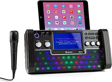 AUNA DiscoFever LED Edition - Karaoke Anlage, Karaoke Maschine mit Bluetooth