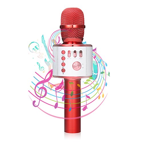 bluetooth Karaoke Mikrofon, NASUM,tragbare drahtlose dynamisches Mikrofon mit Lautsprecher für Erwachsene und Kinder für Sprach- und Gesangsaufnahmen,kompatibel mit Android/IOS, PC