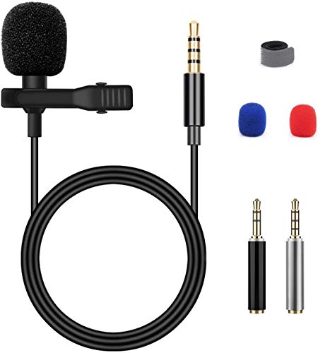 Blusmart Mikrofon für Smartphone, Omnidirectional Kondensator-Mikrofon für iPhone & Android Smartphone, Laptop MacBook, iPad mit Lavalier Lapel