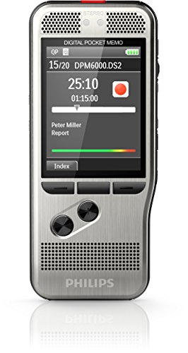 Philips DPM6000 Digitales Diktiergerät Aufnahmegerät, Steuerung per Drucktasten, inkl. Diktiersoftware SpeechExec 10, neue Version