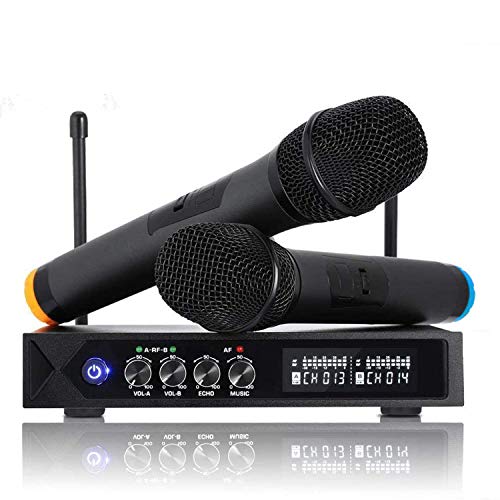 PREUP Karaoke Anlage Funkmikrofon S9-Profi, mit 2 Bluetooth karaoke mikrofon für Party Konferenz Sitzung Show Bar Studio