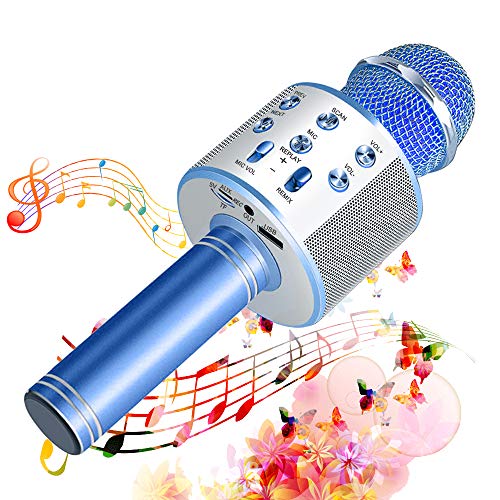 SunTop Bluetooth Karaoke Mikrofon Kinder, Drahtlose Mikrofon Player mit Lautsprecher Dynamisches Mikrofon für Erwachsene und Kinder