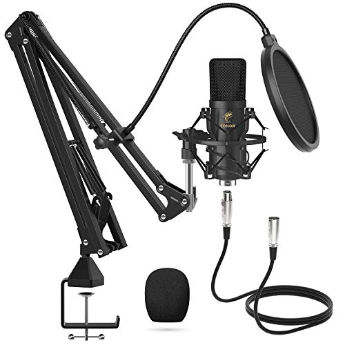 XLR Kondensator Mikrofon, TONOR Professional Nieren Studio XLR Mikrofon Kit mit T20 Mikrofonarm, Mikrofonspinne, Popfilter für Aufnahme, Podcasting, Voice-Over, Streaming, Heimstudio, YouTube (TC20)